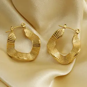 Wholesale PVD Coated 18K Gold Plated Geometric 304 Stainless Steel Retro Waterproof Non Tarnish Earrings