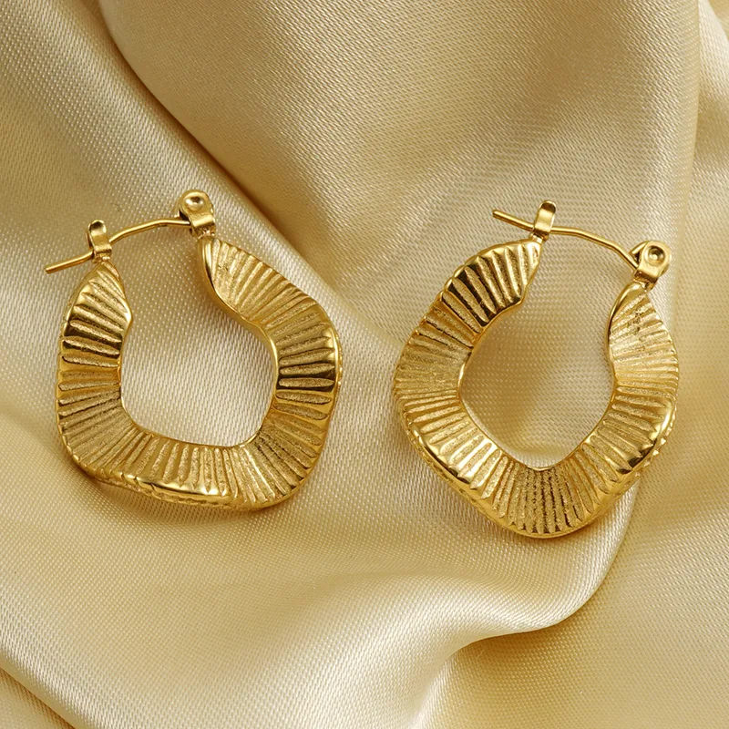 Wholesale PVD Coated 18K Gold Plated Geometric 304 Stainless Steel Retro Waterproof Non Tarnish Earrings
