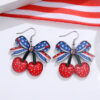 oly-c0a1a3aeaca75deb653be50833458740 Wholesale Cross-border New Independence Day Red White Blue Bow Cherry American Flag Pendant Earrings Acrylic Earrings