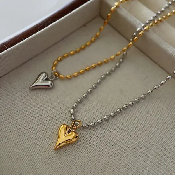 Wholesale Jewelry Simple Style Heart Shape 304 Stainless Steel Titanium Steel Plating Pendant Necklace