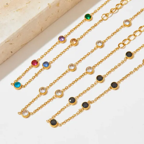 Wholesale PVD Coated Real Gold Plated 16K Gold White Gold Plated Gold Plating Round 304 Stainless Steel Simple Style Waterproof Non Tarnish Bracelets Anklet