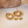 1 Pair Simple Style Classic Style Round 304 Stainless Steel Imitation Gold Electroplating Ear Studs