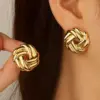 1 Pair French Style Classic Style Geometric Round Hollow Out 304 Stainless Steel Imitation Gold Electroplating Ear Studs