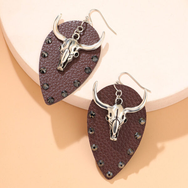 oly-c0bbb6679dac8ed544fdecd49d4b859f Wholesale North America West Denim Leather Earrings Diamond-encrusted Vintage Ethnic Style Pendant Earrings NiuTau Distinctive Trendy Cool Earrings for Women