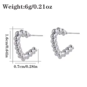 Twist Love Heart Stud Earrings White Gold Color