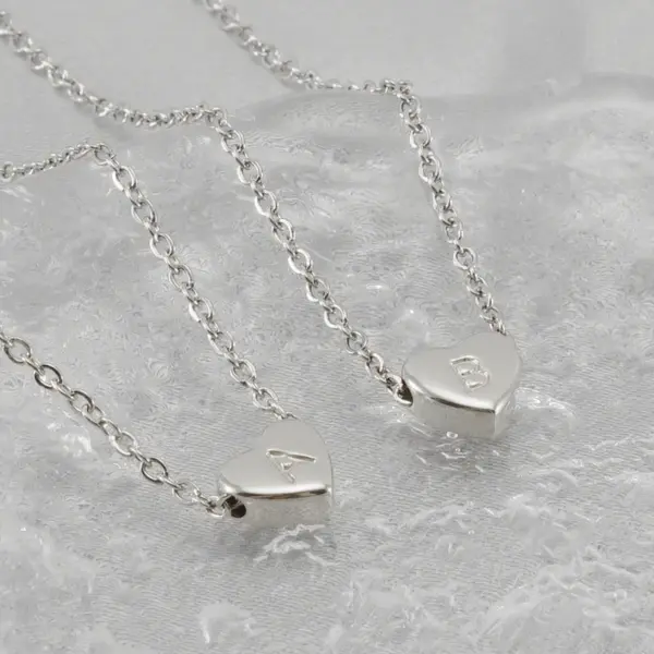 Wholesale Stainless Steel Simple Style Commute Polishing Plating Inlay Letter Heart Shape Necklace