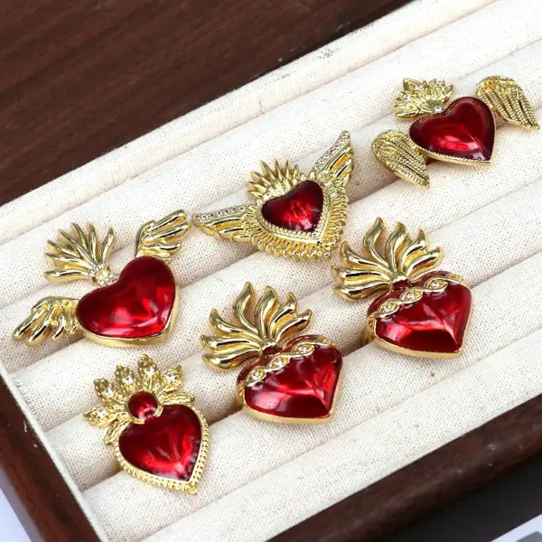 Wholesale Copper Inlay Heart Shape Wings Zircon Open Rings