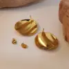 Wholesale 1 Pair French Style Round Plating 304 Stainless Steel Imitation Gold Electroplating Ear Studs