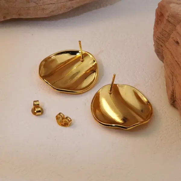 Wholesale 1 Pair French Style Round Plating 304 Stainless Steel Imitation Gold Electroplating Ear Studs
