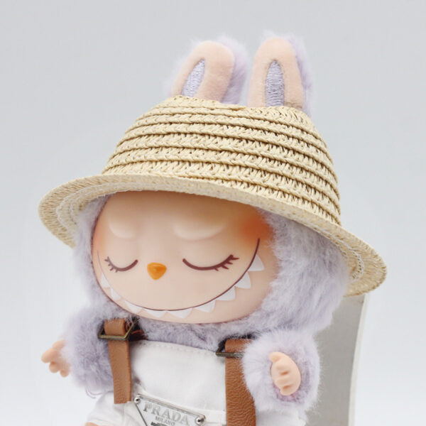 Wholesale 17cm Labubu Empty Top Open Straw Hat Woven Hat Labubu Party Clothing Accessories Pastoral Style