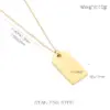 Wholesale 304 Stainless Steel Square PVD Coated Zircon 18K Real Gold Plated Simple Style Waterproof Non Tarnish Inlay Pendant Necklace