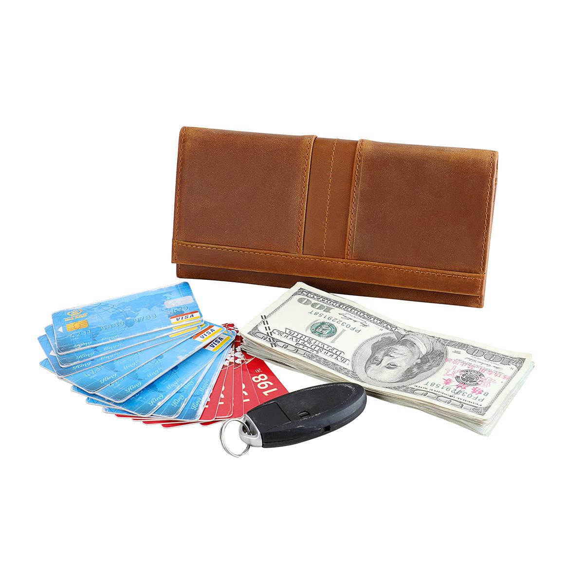 Wholesale Crazy Horse leather top-grain cowhide wallet, anti-theft card holder, card sle
