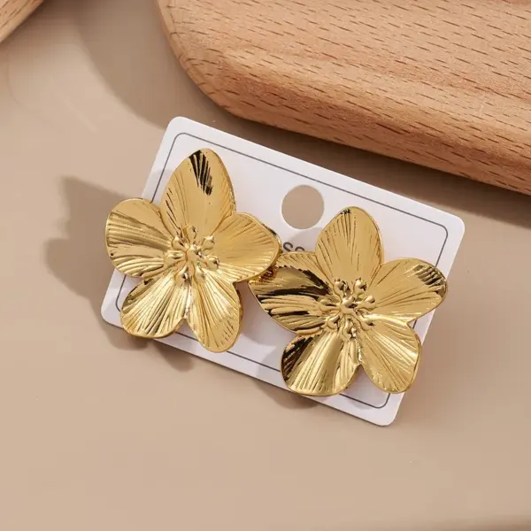 Wholesale 1 Pair/Package Casual Modern Style Simple Style Starfish Flower Rectangle Polishing 304 Stainless Steel 18K Gold Plated PVD Coated Earrings