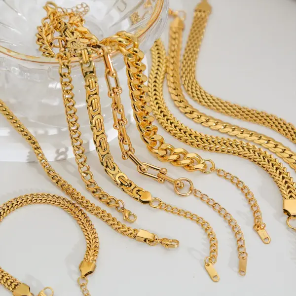 Wholesale Ion Plating (IP) Chains Print 304 Stainless Steel Basic Classic Style Waterproof Non Tarnish 304 Stainless Steel Chain Bracelet