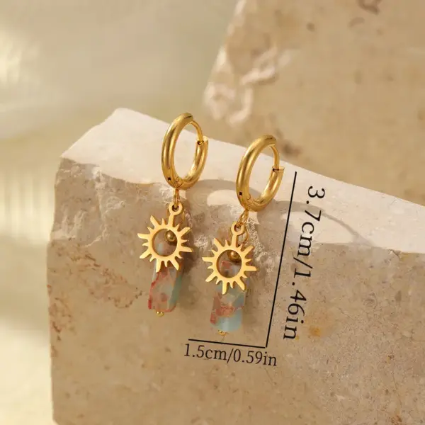Wholesale 1 Pair Modern Style Classic Style Sun Leaves 304 Stainless Steel Drop Earrings