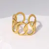 PVD Coated Real Gold Plated Geometric Stainless Steel Fashion Waterproof Non Tarnish Open Ring
