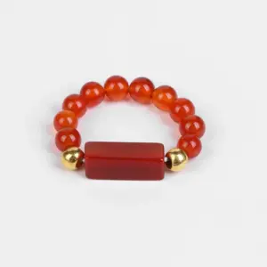 Red Agate Bead Ring