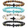 Retro Cross Beaded Natural Stone Bracelets