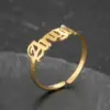 Wholesale PVD Coated 18K Gold Real Gold Plated Letter 201 Stainless Steel Fashion Waterproof Non Tarnish Rings