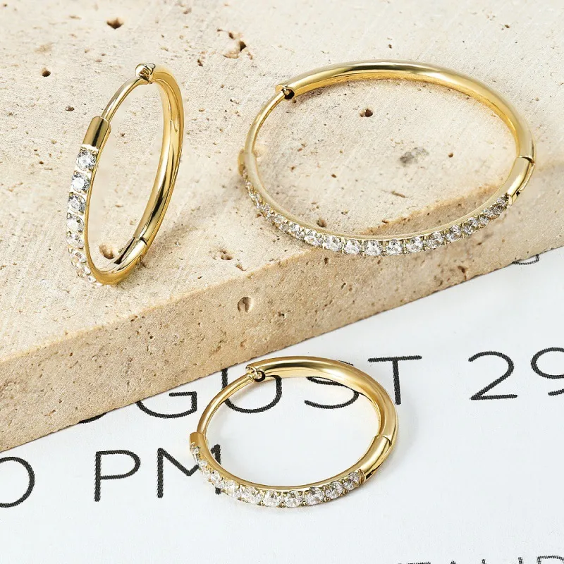 Wholesale Real Gold Plated Geometric Round 304 Stainless Steel Simple Style Waterproof Non Tarnish Earrings