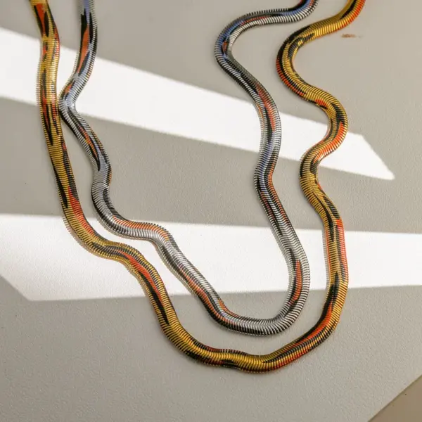 Wholesale Titanium Steel Snake Bone Choker Necklace Women's Fashion Leopard Print Choker Luxury Minimalist Trendy Lobster Clasp Chain