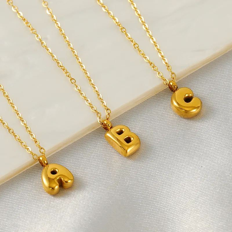 Wholesale PVD Coated 18K Gold Plated Letter 304 Stainless Steel Simple Style Waterproof Non Tarnish 304 Stainless Steel Pendant Necklace