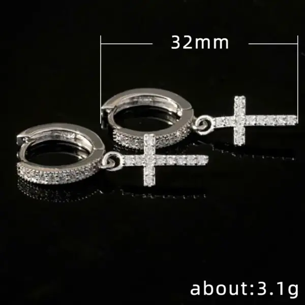 Wholesale Classic Copper Inlaid Zircon Cross Earrings Wholesale