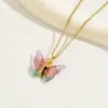 Wholesale Sweet Simple Style Butterfly Copper 18k Gold Plated Zircon Necklace In Bulk