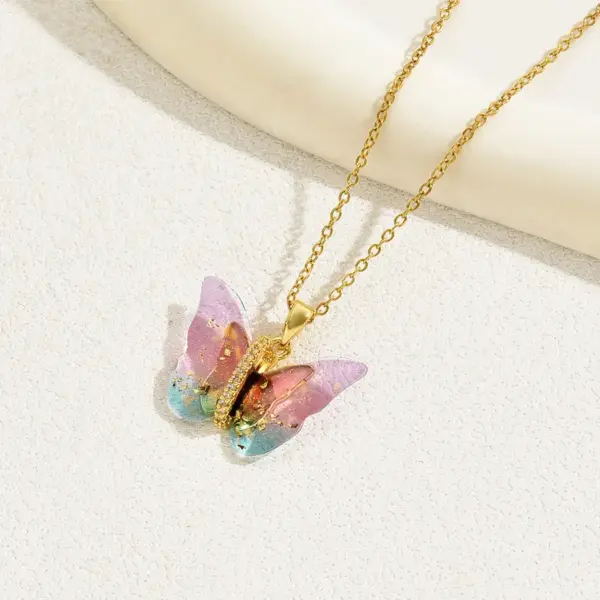 Wholesale Sweet Simple Style Butterfly Copper 18k Gold Plated Zircon Necklace In Bulk