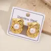 Wholesale Irregular Shape Pearl Flower Heart Snake Design Vacuum Plated 304 Stainless Steel Earrings Fashionable Casual Modern Style