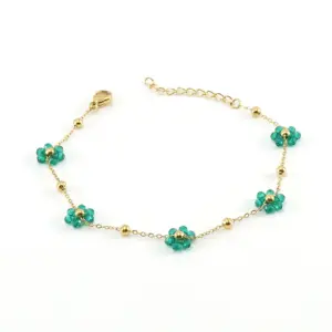 Green-Bracelets / 18k gold plating