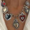 oly-c11e2d82f782a72a9fc55fb79f7b1e4e Wholesale Selling Retro Religious Multiple Sacred Heart Pendant Necklace sier Chain Personalized High-end Female Jewelry