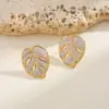 Wholesale Stainless Steel 18K Gold Plated Irregular Leaf Oil Drop Earrings Fashionable Casual Elegant Cute Novelty Design For All Seasons