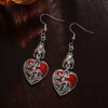 Wholesale European and American Hot Selling Dark Gothic Style Retro Personality wine red Love Pendant Alloy Earrings Women's Jewelry