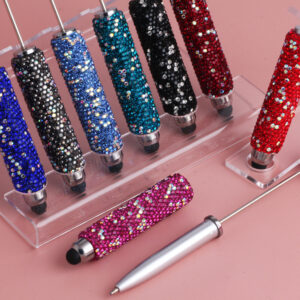 Wholesale Cross-border Live Hot Selling Color Touch Screen Pen Drill Pen Ceramic Mud Full Diamond Beaded Pen DIY Beaded Ballpoint Pen Heavy Industry Pen