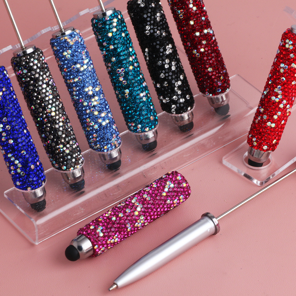 Wholesale Cross-border Live Hot Selling Color Touch Screen Pen ill Pen Ceramic Mud Full Diamond Beaded Pen DIY Beaded Ballint Pen Heavy Industry Pen
