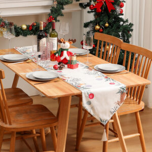 Wholesale Printed tassel table runner, Christmas printed table runner