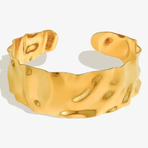 Wholesale PVD Coated Real Gold Plated Solid Color 304 Stainless Steel Retro Simple Style Waterproof Non Tarnish 304 Stainless Steel Bangle
