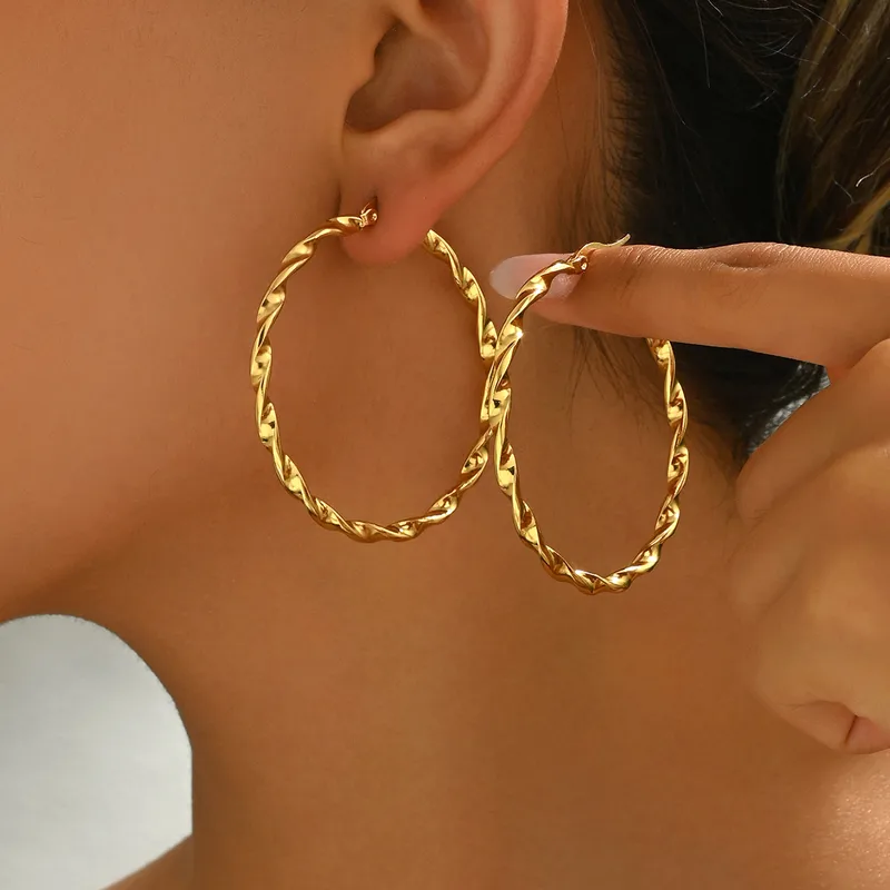 Wholesale 1 Pair Vintage Style Simple Style Circle 201 Stainless Steel Earrings