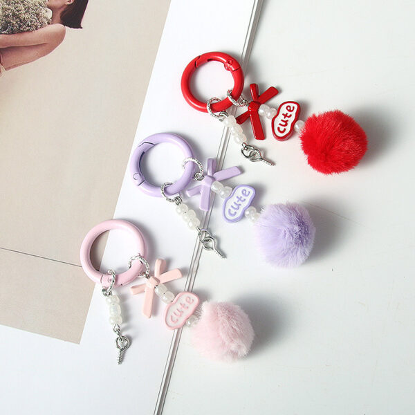 Wholesale Style Simple Handmade DIY Hair Ball Letter Blind Box Cute Grain Pendant Beaded Keychain Mobile Phone Chain Bag Hanging Decoration