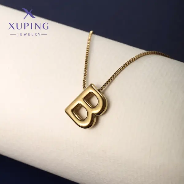 Wholesale 304 Stainless Steel 18K Gold Plated XUPING Simple Style Letter Necklace