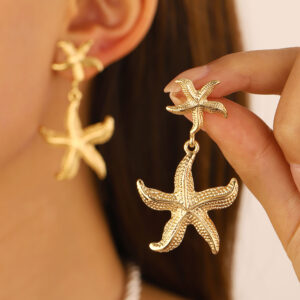 Wholesale Foreign trade summer seaside vacation retro simple ocean earrings European and American ins elegant starfish pendant earrings jewelry