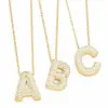 Wholesale Copper Gold Plated Simple Style Letter Inlay Zircon Pendant Necklace