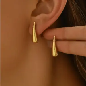 Wholesale Real Gold Plated Water Droplets Solid Color 304 Stainless Steel Simple Style Waterproof Non Tarnish Ear Studs