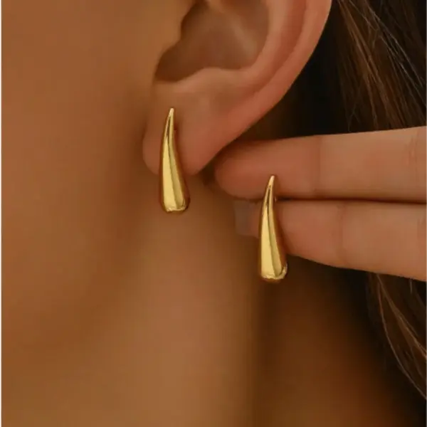 Wholesale Real Gold Plated Water Droplets Solid Color 304 Stainless Steel Simple Style Waterproof Non Tarnish Ear Studs