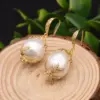 1 Pair Pearl Copper Freshwater Pearl Earrings Geometric Ear Hook
