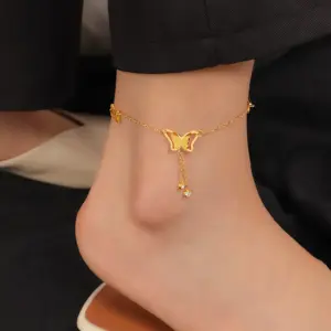 J028-3D Butterfly Anklet - Gold