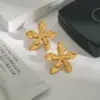 Wholesale Real Gold Plated 316 Stainless Steel PVD Coated Flower Waterproof Non Tarnish Casual Modern Style Commute Ear Studs For Women's