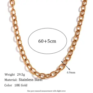 6.9mm Cross Chain-B39 Six-Claw Diamond Gold Necklace-60cm+5cm