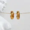Wholesale PVD Coated Real Gold Plated 18K Gold Geometric 304 Stainless Steel Retro Waterproof Non Tarnish Hoop Earrings